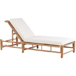 Chaise Longue en Bambou Naturel Bois Clair et Blanc Cassé Dossier Réglable Ligure