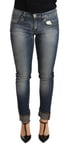 Acht Jeans Bleu Délavé Coton Taille Basse Jeans Skinny Femme Pantalon S.W26