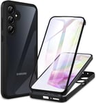 CENHUFO Coque Samsung A35 5G, Antichoc Housse avec Protection d'écran, 360° Protégé Téléphone Etui Double Face Case Robuste Transparent Portable Intégrale Coque pour Samsung Galaxy A35 5G - Noir