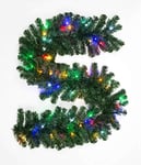 2m/200cm Pre-Lit Green Christmas Garland Alaskan Pine for Fireplaces Home Wall Door Stair Artificial Xmas Tree Garden Yard Decorations with 50 Multicolour LEDs