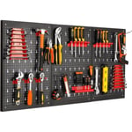 Porte Outils Mural 120 x 60 x 2cm,Panneau Rangement Outils avec 17 Pièces Crochets et Supports, Tableau Outils pour Ateliers Garage