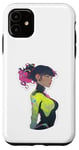 Coque pour iPhone 11 Purple & Black Hair Cyber-punk Anime & Manga Style Girl