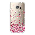 Evetane - Coque Silicone Compatible Samsung Galaxy S7 - Protection Intégrale 360, Fine et Transparente - Coque Avant & Arrière - Haute Résistance - Confettis De Coeur