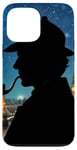 Coque pour iPhone 13 Pro Max Silhouette de Sherlock Holmes à Londres Nuit