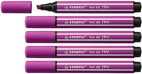 Feutre dessin STABILO Pen 68 MAX ARTY - Lot x 5 Feutres Coloriage Pointe Large - lilas