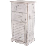 Commode / armoire, 2 tiroirs, 1 porte, 40x32x80cm, shabby, vintage, blanc