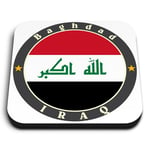 Square MDF Magnets - Iraq Baghdad Flag Travel Stamp  #5620