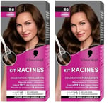 Schwarzkopf Kit Racines pour cheveux châtain R6, Coloration cheveux permanente enrichie d’une huile nourrissante, Retouche racines entre 2 colorations (Lot de 2)