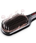 MEGAWISE Pro 2023 Ionic Hair Straightener Brush w. Ceramic Coated Teeth for Home Salon Flat Iron Hot Brush | MCH Fast 20s Heating Tech W. Anti-Scald & Auto-Off Safety, Dual Voltage | Rotatable Cord