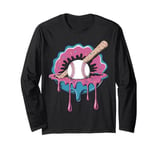 Baseball Home Plate Drip Ice Cream Sprinkles, Baseball Bat Long Sleeve T-Shirt