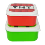 Minecraft Lunch Bag Land Creeper & TNT Snack Pots for Lunch Bag Eco Friendly, BPA-Free & Reusable Plastic Sandwich Square Lunch Box Red & Green Color Lunch Box Pack of 2 Officially Merchandise