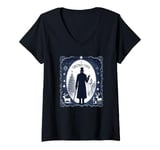 Womens A Christmas Carol with Ebeneezer Scrooge Silhouette V-Neck T-Shirt