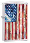 Zippo Unisex's American Flag Design Pocket Lighter, Rick Rietveld Brushed Chrome, One Size