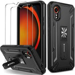 ivoler Coque pour Samsung Galaxy Xcover 7 avec Support Béquille et 2 Pièces Verre Trempé, [Protection Antichoc Militaire] Étui de Téléphone, Anti-Rayures Dos Rigide PC Bumper Housse, Noir