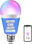 meross Ampoule Connectée, Ampoule LED Intelligente Compatible avec Apple HomeKit, Alexa et Google Home, E27 2700K-6500K RGBCW Ampoule Wi-Fi Dimmable Multicolore