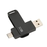 Puhelimen Memory Stick USB 3.0 Type C 2 in 1 Metallinen pyörivä kannettava flash-asema tablet-laitteille Kuvien tallennustila Musta 32 Gt