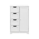 Armoire de Salle de Bains 4 Tiroirs 1 Porte en MDF Blanc Rebecca Mobili