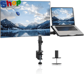 Monitor  Arm  with  Laptop  Tray ,  Fully  Adjustable  VESA  Mount  for  13  to