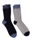 totes Chunky Wool Blend Thermal Socks, Pack of 2, Navy/Grey