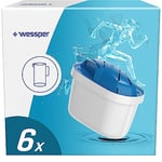 Wessper Cartouche Filtrante AQUAMAX SPORT Compatibles avec Carafe Filtrante Brita Maxtra, Brita Style, Brita PearlCo Unimax, Filtre a eau idéaux pour des athlètes - 6 pièces