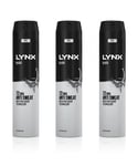 Lynx Mens XXL Black 72H Sweat Protection Anti-Perspirant Deodorant, 3x250ml - One Size