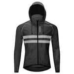 Kstyhome Hommes Coupe-Vent à Capuche Veste de Cyclisme Respirant Haute visibilité réfléchissant vélo vélo équitation Sport Manteau Veste