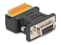 Delock - Seriell Adapter - 9-Stifts Terminalblock Till Db-9 (Hona) - Tumskruvar - Svart