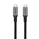 NÖRDIC 25 cm USB4 USB-C til C nylonflettet kabel PD3.1 240W 40G 8K60Hz 4K144Hz grå