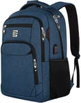 17 Inch Laptop Backpack, Business Anti Theft Slim Durable Laptops Backpack with USB Charging Port, Water Resistant College School Computer Bag Gifts for Men & Women Fits 15.6 Inch Notebook-Blue