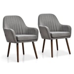 Set of 2 Leisure Chairs Accent Upholstered Arm Chair Thick Sponge Seat Non-slip