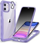 CENHUFO Anti Espion Coque iPhone 11, avec Protection écran Verre Trempé Anti Espion et Protecteur Caméra [9H HD] 360° Antichoc Téléphone Housse Double Face Case Intégrale Etui Transparente -Violet