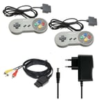 2 manettes + Chargeur secteur pour Nintendo SuperNes Super Nintendo + câble AV