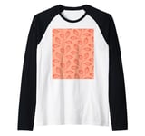 Climbing Vine Leaves In Red Pink On Pink Raglan Baseball Tee