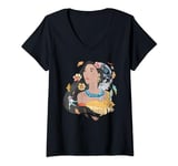 Womens Disney Pocahontas Dream-catcher Floral Sketch V-Neck T-Shirt