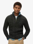 Superdry Jacob Cable Knit Half Zip Jumper, Black Twist