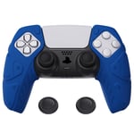 playvital Mecha Edition Blue Ergonomic Soft Controller Silicone Case Grips for ps5, Rubber Protector Skins with Thumbstick Caps for ps5 Controller – Compatible with Charging Station