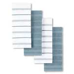 KitchenAid Albany Kitchen Towel 4-Pack Set, Fog Blue/White, 16"x26"