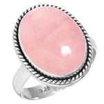 Jeweloporium 925 Sterling Argent Femmes Bijoux Rose Quartz Bague Taille 51.5