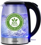 COSORI Electric Kettle Glass, Fast Boil Quiet, 3000W 1.5L with Blue LED, Stainle