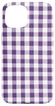 iPhone 15 Purple White Checkered Plaid Flannel Gingham Pattern Checker Case