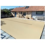 Bâche d'Hiver Beige 7,60 x 4,10 m pour Piscine Maximum 7 x 3,5 m avec Grille Centrale d'Evacuation - Fabrication Française - Direct Usine - 550 g/m²