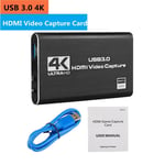 Carte d'acquisition USB 3.0 pour jeux vidéos en direct,enregistreur vidéo HD 1080P 60fps,compatible HDMI,4K,OBS - Type USB 3.0 Black