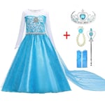 2024 New Elsa Dress Girls Halloween Cosplay Costume Princess Dresses for Kids Ch