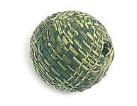 Perle en bois boule doublée de tissu vert 20 mm. 25 u.