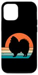 Coque pour iPhone 12/12 Pro Chien de Poméranie rétro vintage années 60 70 coucher de soleil