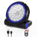 AGM Projecteur LED Rechargeable, 10W 800 LM Projecteur Chantier LED Rechargeable, 7 Modes USB Rechargeable Lampe Chantier Portable Batterie 5200mAh pour Camping（Bleu）