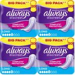 Always Discreet Incontinence Pads Women, Long, 80 High Absorbency Pads 20 x 4