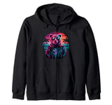 Vaporwave Rizzly Bear Synthwave Retrowave Aesthetic Vibes Zip Hoodie