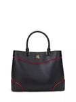 Lauren Ralph Lauren Marcy Two-Tone Leather Large Satchel Bag, Black/Festive Red