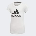 adidas YG MH BOS Tee T-Shirt Fille Blanc/Noir FR : M (Taille Fabricant : 910Y)